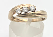 Load image into Gallery viewer, 2267 Vintage: 9ct Gold Round Full Cut Natural Diamond's Cross-Over Ring