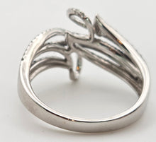 Load image into Gallery viewer, 1795 14ct White Gold Blue & White Natural Diamonds Crossover Ring