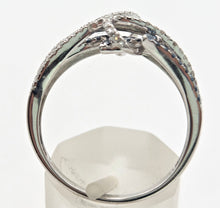 Load image into Gallery viewer, 1795 14ct White Gold Blue & White Natural Diamonds Crossover Ring