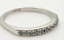Load image into Gallery viewer, 1838 Vintage: 9ct White Gold 11 Blue Natural Diamonds Stacker/Half-Eternity Ring