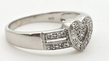 Load image into Gallery viewer, 2159 Vintage: 9ct White Gold natural Diamonds Heart- Shaped Dress Ring