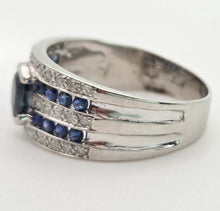 Load image into Gallery viewer, 2188 Vintage: Art Deco Style 9ct White Gold Blue Sapphires Natural Diamonds Ring