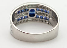 Load image into Gallery viewer, 2188 Vintage: Art Deco Style 9ct White Gold Blue Sapphires Natural Diamonds Ring