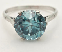 Cargar imagen en el visor de la galería, 2191 Platinum Round Faceted Cut Blue Zircon Single Stone Ring