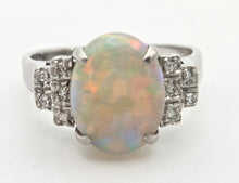 Load image into Gallery viewer, 2301 Vintage: 18ct Cabochon White Opal Natural Diamonds Cocktail Ring