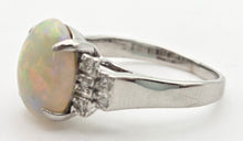 Load image into Gallery viewer, 2301 Vintage: 18ct Cabochon White Opal Natural Diamonds Cocktail Ring