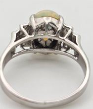 Load image into Gallery viewer, 2301 Vintage: 18ct Cabochon White Opal Natural Diamonds Cocktail Ring
