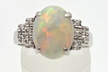 Load image into Gallery viewer, 2301 Vintage: 18ct Cabochon White Opal Natural Diamonds Cocktail Ring