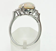 Load image into Gallery viewer, 2301 Vintage: 18ct Cabochon White Opal Natural Diamonds Cocktail Ring