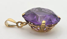 Load image into Gallery viewer, 2330 Large Gild Round Cut Purple Sapphire Basket Set Pendant - Total Statement piece