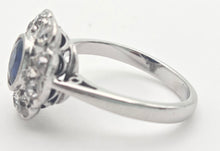Load image into Gallery viewer, 1865 Vintage: 18ct White Gold Ceylon Blue Sapphire Diamonds Cluster Ring