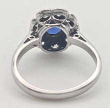 Load image into Gallery viewer, 1865 Vintage: 18ct White Gold Ceylon Blue Sapphire Diamonds Cluster Ring