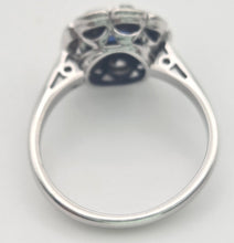Load image into Gallery viewer, 6440 Vintage: 18ct White Gold Ceylon Blue Sapphire Diamonds Cluster Ring