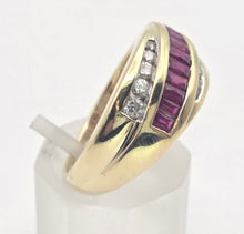 Cargar imagen en el visor de la galería, 1878 Vintage 18ct Gold Rubies Natural Diamonds Tiered Crossover Ring
