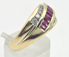 Cargar imagen en el visor de la galería, 1878 Vintage 18ct Gold Rubies Natural Diamonds Tiered Crossover Ring