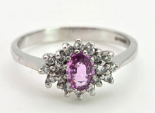 Load image into Gallery viewer, 2100 Vintage: 18ct White Gold Pink Sapphire Natural Diamonds Dress Ring