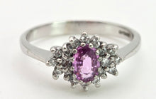 Load image into Gallery viewer, 2100 Vintage: 18ct White Gold Pink Sapphire Natural Diamonds Dress Ring