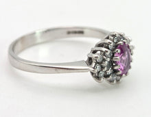 Load image into Gallery viewer, 2100 Vintage: 18ct White Gold Pink Sapphire Natural Diamonds Dress Ring