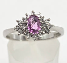 Load image into Gallery viewer, 2100 Vintage: 18ct White Gold Pink Sapphire Natural Diamonds Dress Ring
