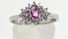 Load image into Gallery viewer, 2100 Vintage: 18ct White Gold Pink Sapphire Natural Diamonds Dress Ring
