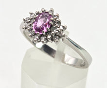 Load image into Gallery viewer, 2100 Vintage: 18ct White Gold Pink Sapphire Natural Diamonds Dress Ring
