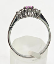 Load image into Gallery viewer, 2100 Vintage: 18ct White Gold Pink Sapphire Natural Diamonds Dress Ring
