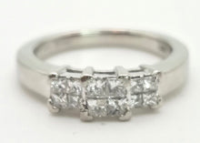 Load image into Gallery viewer, Vintage Platinum Square Set Natural Diamonds Trilogy Set Ring