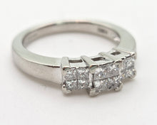Load image into Gallery viewer, Vintage Platinum Square Set Natural Diamonds Trilogy Set Ring