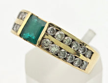 Load image into Gallery viewer, 2307 Vintage: 18ct Gold Emerald 24 Natural Diamonds (1ct) Ring