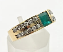 Load image into Gallery viewer, 2307 Vintage: 18ct Gold Emerald 24 Natural Diamonds (1ct) Ring