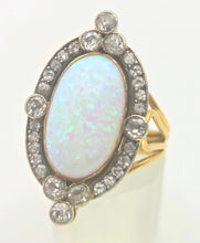Load image into Gallery viewer, 2358 Victorian: 18ct Gold Opal Round Old Cut Diamonds (1.42ct) Cluster Ring