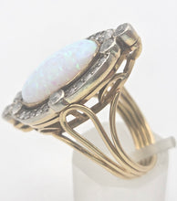 Load image into Gallery viewer, 2358 Victorian: 18ct Gold Opal Round Old Cut Diamonds (1.42ct) Cluster Ring
