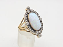 Load image into Gallery viewer, 2358 Victorian: 18ct Gold Opal Round Old Cut Diamonds (1.42ct) Cluster Ring
