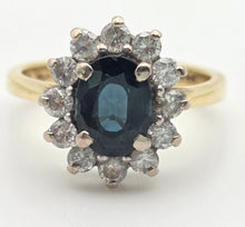 Load image into Gallery viewer, 2366 18ct Gold French Blue Sapphire (1.5ct) Diamonds (0.6ct) Cluster Ring