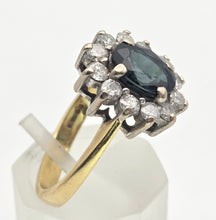Load image into Gallery viewer, 2366 18ct Gold French Blue Sapphire (1.5ct) Diamonds (0.6ct) Cluster Ring