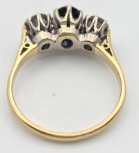Load image into Gallery viewer, 2369 18ct Gold Australian Blue Sapphire (1.08ct) Diamonds (0.34ct) 3- Stone Ring