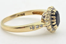 Load image into Gallery viewer, 2371 18ct Gold Blue Sapphire 22 Natural Diamonds Diana Style Cluster Ring