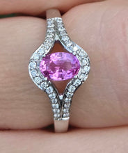 Load image into Gallery viewer, 6447 Vintage: 18ct White Gold Pink Sapphire 36 Sparkling Natural Diamonds Dress Ring