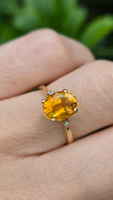 Load image into Gallery viewer, Vintage: 18ct Gold Vibrant Orange Citrine Diamonds Dress Ring