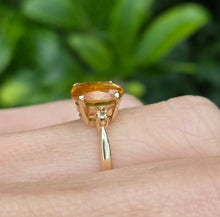 Load image into Gallery viewer, Vintage: 18ct Gold Vibrant Orange Citrine Diamonds Dress Ring