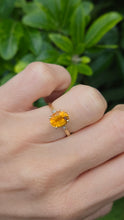 Load image into Gallery viewer, Vintage: 18ct Gold Vibrant Orange Citrine Diamonds Dress Ring
