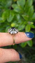 Load image into Gallery viewer, Vintage: 18ct Gold Blue Sapphire Diamonds Flower Head Ring - From 1977