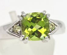 Load image into Gallery viewer, 2124 Vintage: 9ct Gold Cushion Cut Peridot Green Garnets Dress Ring