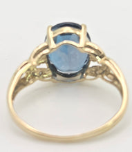 Load image into Gallery viewer, 2130 Vintage: 9ct Gold London Blue Topaz Natural Diamonds Dress Ring
