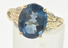 Load image into Gallery viewer, 2130 Vintage: 9ct Gold London Blue Topaz Natural Diamonds Dress Ring