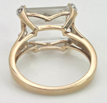 Load image into Gallery viewer, 2392 Vintage: 9ct Gold Large Emerald Cut Aquamarine 16 Natural Diamonds Cocktail Ring