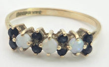 Load image into Gallery viewer, Vintage: 9ct Gold Blue Sapphires Opals Dress/Stacker Ring