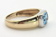 Load image into Gallery viewer, 2397 Vintage: 9ct Gold Cabochon Cut Swiss Blue Topaz Signet Ring