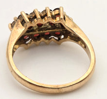 Load image into Gallery viewer, Vintage: 9ct Gold Rich Red Garnets Tiered Cluster Ring- From 1974