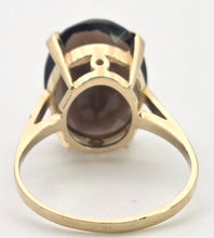 Load image into Gallery viewer, 2412 Vintage: 9ct Gold Oval faceted Cut Smokey Quartz Solitaire Ring